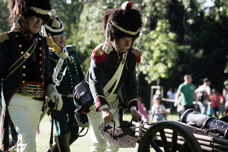 BRATISLAVA, SLOVAKIA - MAY 21: Reenactment of the Siege of Pressburg by Napoleon in 1809 at...