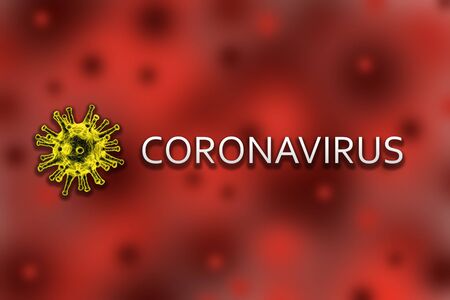 Coronavirus concept - 3D illustration of Coronavirus text on red backgroundの写真素材