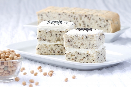 Low fat soy bean cake , healthy cake for tea time