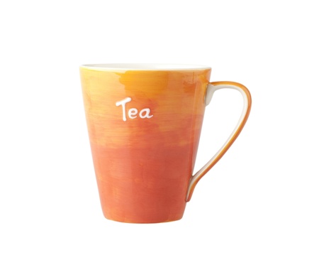 porcelain tea mug on white backgroundの写真素材