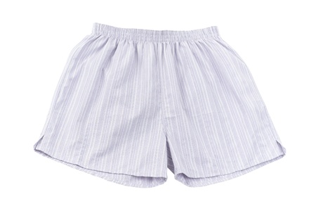 A grey male boxers isolated on white backgroundの写真素材