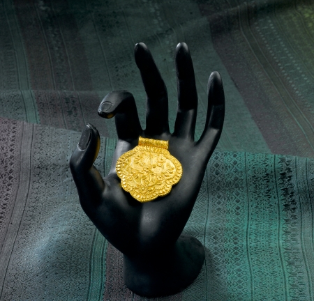 golden pendent designed in Thai ancient styleの写真素材