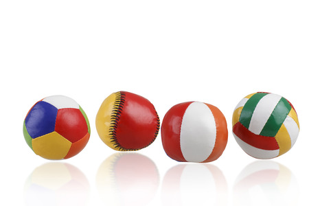 colorful toy balls isolated on white backgroundの写真素材