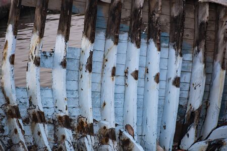 Old boat skeleton. Close up detail shot. Writing area. Background.の写真素材