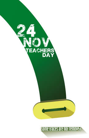 November 24 Teacher's Day Green board eraser isolation on white background. Ready Poster design. The message in "Some Traces Are Not Removed".のイラスト素材