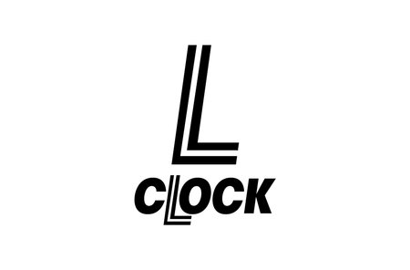 Modern logo design inside clock text. Clock minute hand and hour hand logo vector template. Vector illustration, mark, logo for design.のイラスト素材