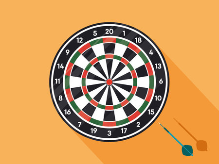 Original circular dartboard. Arrow hitting the center of target, Business concept. Target with arrow in center. Goal setting. Smart goal. Business target concept. Achievement and success.のイラスト素材