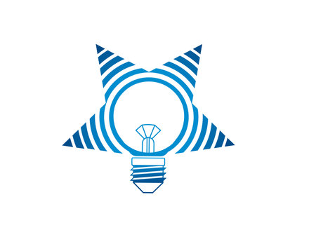 The idea of ââlight bulb inside the star. Star with circular lines. Light bulb burns in the star. On a white backgroundのイラスト素材