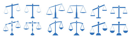 As a set, the scale can be rotated left and right. Scale icon vector sign isolated on white background. The scale symbol makes the template color editable. He measures the justice reports. Law balanceのイラスト素材