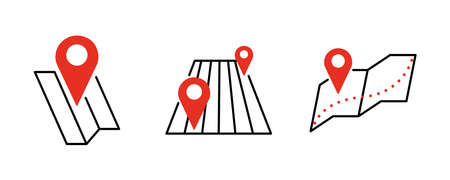 Set Of Map and Location Line Icons. Such Icons include topics such as locating and starting a...