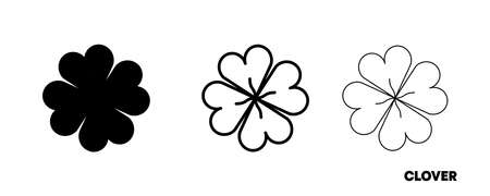Clover icon design. Happy St. Patrick's day. Editable icon illustration and silhouette design. Vector illustration isolated on white background.のイラスト素材