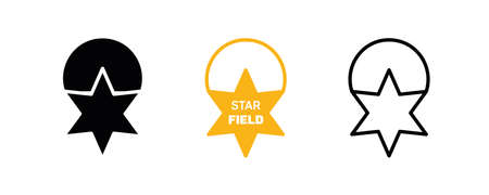 Star logo. Star field location icon design logo. Silhouette, colorful and linear star field icon set. Creative location icon for your web mobile application logo design. Line vector illustration.のイラスト素材
