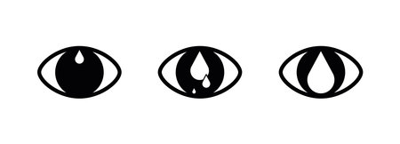 Modern watery eye and drop icon. Creative eye icon in modern line style for your web mobile app logo design. Pictogram isolated on a white background. Editable linear set, pixel perfect vector graphicのイラスト素材