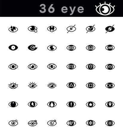 36 modern eye icons set. Creative eye icon in modern line style for your web mobile app logo design. Pictogram isolated on a white background. Editable linear set, pixel perfect vector graphics.のイラスト素材
