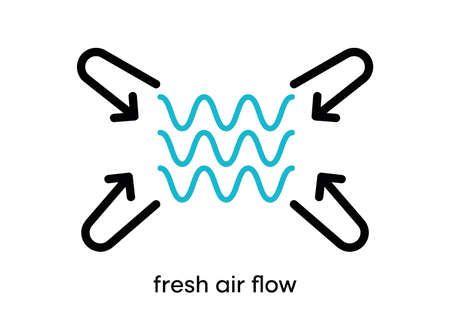 Fresh air flow icon. This symbol is the refrigerator and air conditioning symbol. Colorful refrigerator button icon. Editable Stroke. Logo, web and app.のイラスト素材
