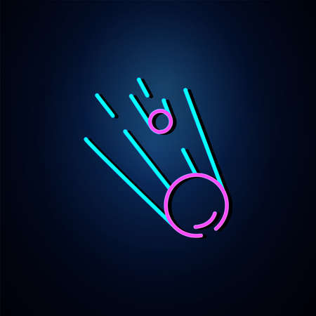 Neon falling meteor looks clear. Neon line icon. Space related neon icon. neon space icon.のイラスト素材