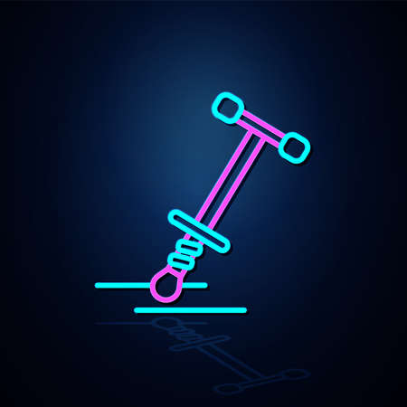 Light neon jumpy toy icon looks clear. Neon line jumpy icon. Fun and play light icon. children's toy symbol. neon lines.のイラスト素材