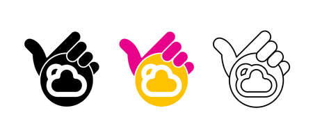 Geometric cloud shape card in palm.のイラスト素材