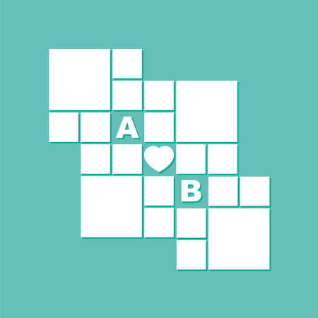 family collage. Area of ââ4 large squares and 16 small squares. Family photo collage frames template. Vector collage layout for photo montage. Wall family template.のイラスト素材