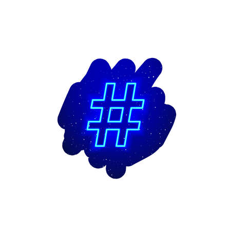 Neon LED blue number sign icon type. Midnight blue realistic neon icon. Neon number sign icon night...