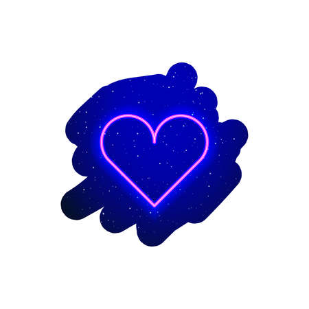 Neon LED pink heart icon type. midnight blue. Realistic neon icon. Neon heart and love symbol icon night show. Isolated On White Background.のイラスト素材