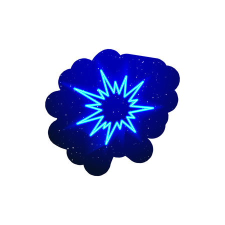 Big bang icon type with LED blue glow. Realistic neon explosion. Neon zig zag night show. Isolated...