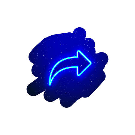 Neon LED blue arrow icon type. Realistic neon icon. Neon arrow, start and forward symbol icon night show. Isolated On White Background.のイラスト素材