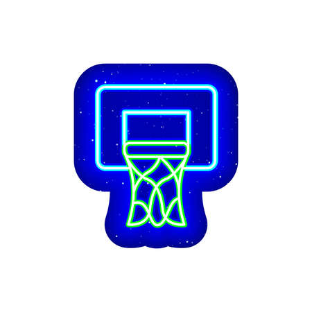 Neon basketball hoop icon. midnight blue. Neon net basketball hoop icon design. Realistic neon mesh sports rim icons. There is mask area on White Background.のイラスト素材