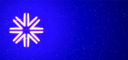 Snowflake neon special collection. Download the unique super glowing neon snowflake sign vector. light burst. Design element linear neon icon. Great name every night. Banner with blank space.のイラスト素材