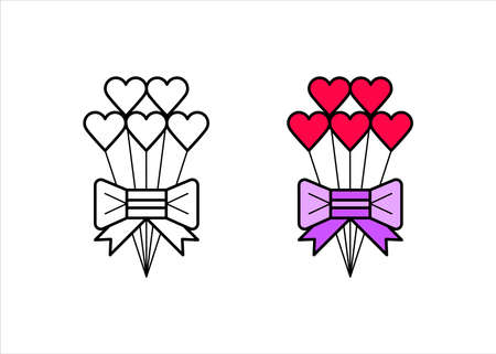 Modern floral heart icon set. 8 march flower icon from modern heart icons. Linear and colorful icon love and woman template. Download the simple linear women's day vector. white background.のイラスト素材
