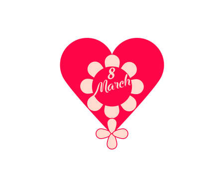 Women's day 8 march logo from modern heart. 8 march day flower inside heart icon. Colorful women's day icon template. Simple linear vector white background.のイラスト素材