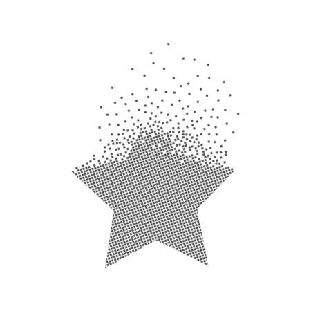 Star icon animated pixel dot art. Starburst pixel flat solid. Dissolved and dispersed moving dot art. Unifying and integrative pixel motion. Modern icon Speed ââand connection points.のイラスト素材