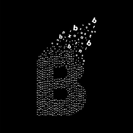 Letter B animated pixel letter logo. Learning letters education. Modern capital letter pixel growing upwards. Dissolved and dispersed animated dot letter art. Integrative pixel movement.のイラスト素材