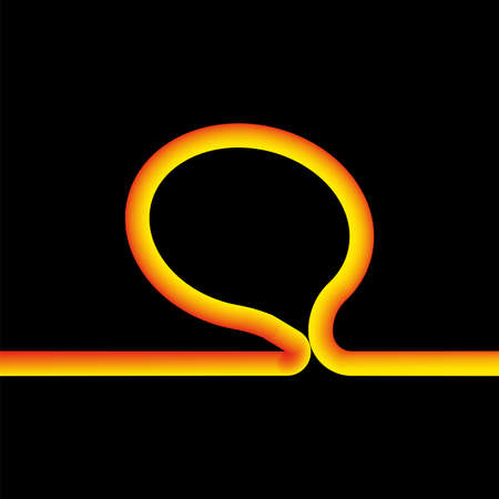 Speech bubble, chat and bubble form continuous line. 3d vector neon icon. Cartoon minimal neon style. Unique simple linear tube.のイラスト素材