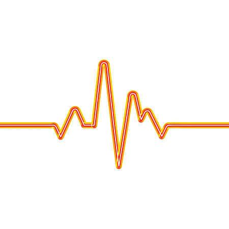 Neon heart rhythm continuous single line. 3d vector neon icon. Healthy cardiograph minimal neon style. Unique simple linear tube. Linear neon on a white background.のイラスト素材
