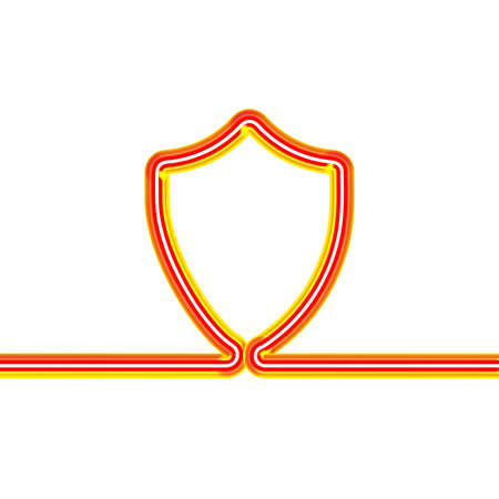 Neon firewall is one line all the time. 3d vector neon protection wall icon. Continuous protection minimal neon style. Unique simple linear tube. Linear neon on a white background.のイラスト素材