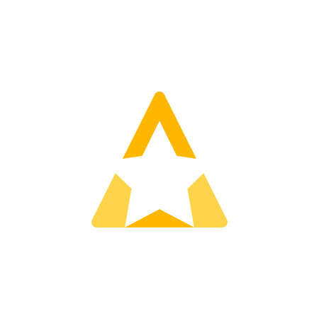 Modern simplicity star icon with letter a. Star concept icon design template with letter A.のイラスト素材