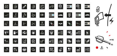 Car related sign-information 60 large icon set. Modern smart vehicle icons. Car warning signs. Linear original logo. Simple outline style sign icon. vector illustration. EPS 10のイラスト素材