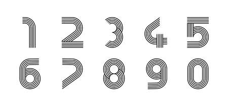 Digits linear modern logo. All numbers in line strip form. Alphabet number character and number linear abstract design. logo, corporate identity, app, creative poster and more.のイラスト素材