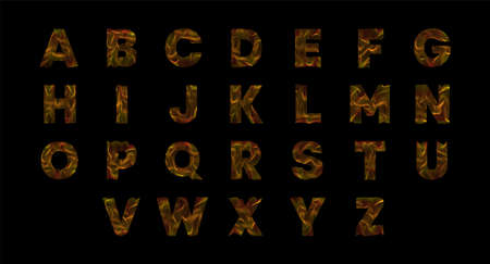 Alphabet wavy line set. Letters with motion wave. Alphabet logo with colorful twisted lines. Creative vector illustration with zebra, sea, print and wavy pattern lines.のイラスト素材