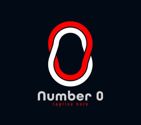 Number 0 logo design. Linear unique special letter series. Creative minimal design template vector illustrationのイラスト素材