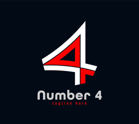 Number 4 logo design. Linear unique special letter series. Creative minimal design template vector illustrationのイラスト素材