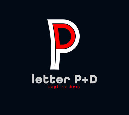 Letter P+D logo design. Unique special series. Creative minimal design template vector illustrationのイラスト素材