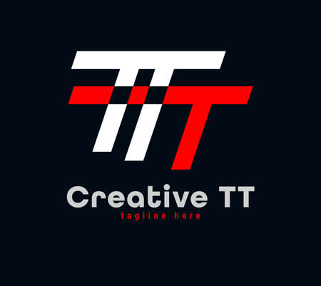 Creative T and T letter combination logo design. Linear animated corporate sports logo. Unique custom minimal design template vector illustration.のイラスト素材