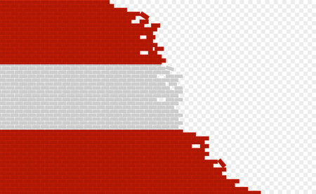 Austria flag on broken brick wall. Empty flag field of another country. country comparison. Easy editing and vector in groups.のイラスト素材