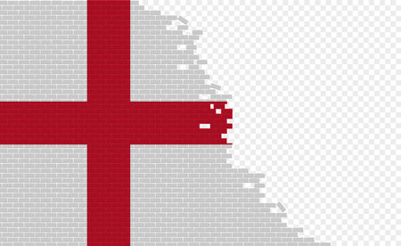 Denmark flag on broken brick wall. Empty flag field of another country. country comparison. Easy editing and vector in groups.のイラスト素材