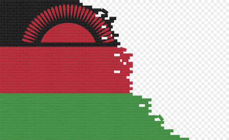 Malawi flag on broken brick wall. Empty flag field of another country. country comparison. Easy editing and vector in groups.のイラスト素材