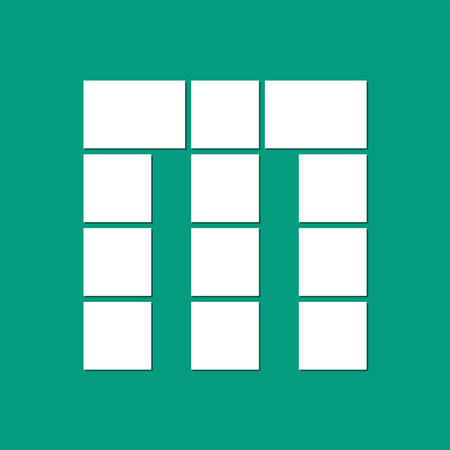 Modern letter M mask area. Photo collage frames template with alphabet letter. Family photo collage frames template for interior design. Vector collage layout for photo montage.のイラスト素材