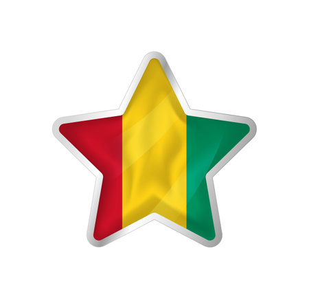 Guinea flag in star. Button star and flag template. Easy editing and vector in groups. National flag vector illustration on white background.のイラスト素材