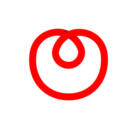 Letter O infinity sign. Cyclic red letter O. Modern natural endless loop. Futuristic logo corporate design.のイラスト素材